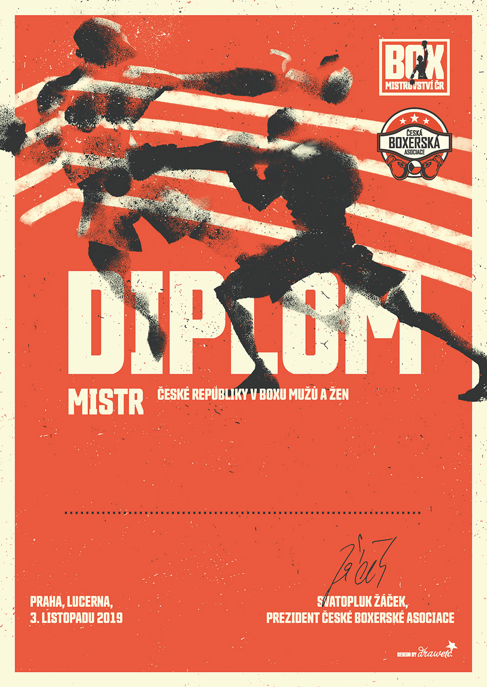 Mistrovství ČR v Boxu | Diplom | Illustration by Vladimír Strejček | Client: drawETC. / ČBA